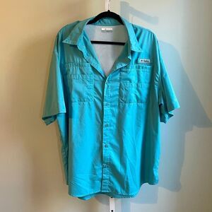 Columbia PFG Teal Fishing Short Sleeve Shirt